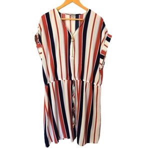 J for Justify Navy and Tan V-Neck Dolman Sleeve Midi Sundress Size 3X